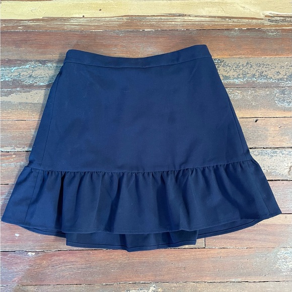 J.Crew Mercantile Elastic Waist Navy Blue Ruffle Hem Skirt – Size 6 💚🍄 - Picture 2 of 7